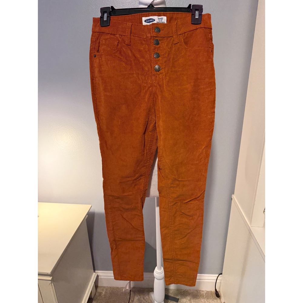 Old Navy Rockstar Super Skinny High Rise Corduroy Pants Rust Orange Size 2